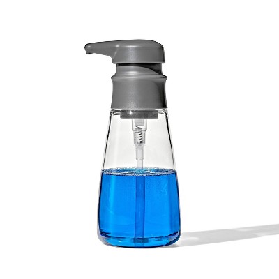 OXO 15oz Gray Plastic Soap Dispenser with Wide Base
