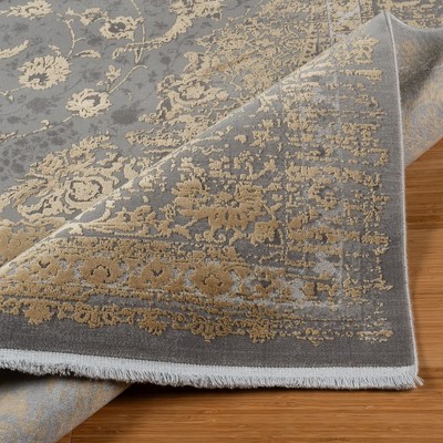 Gray Tufted Reversible Rectangular Viscose Area Rug
