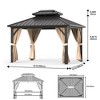10'x12' hardtop gazebo for all weather with double metal roof, aluminum alloy frame, net, and curtain; ideal for patios, decks, and backyards，Khaki. - 3 of 4