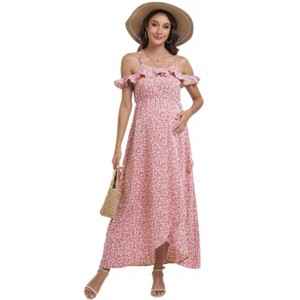 Maternity Dress Womens Summer Ruffle Flowy Dress Baby Shower Dresses for Mommy to Be - 1 of 1