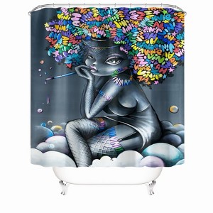 Woman With Colored Hair Shower Curtains for Bathroom Waterproof Fabric Bath Curtain Durable Soft Stylish Bathroom Decor 72x72 Inch - 1 of 1
