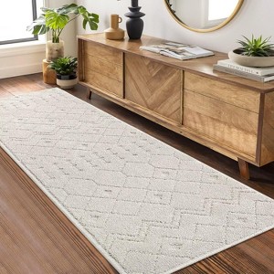 Geometric  Non-Slip Shaggy Runner Rug for Hallway, Kitchen, Entryway, Living Room - 1 of 4
