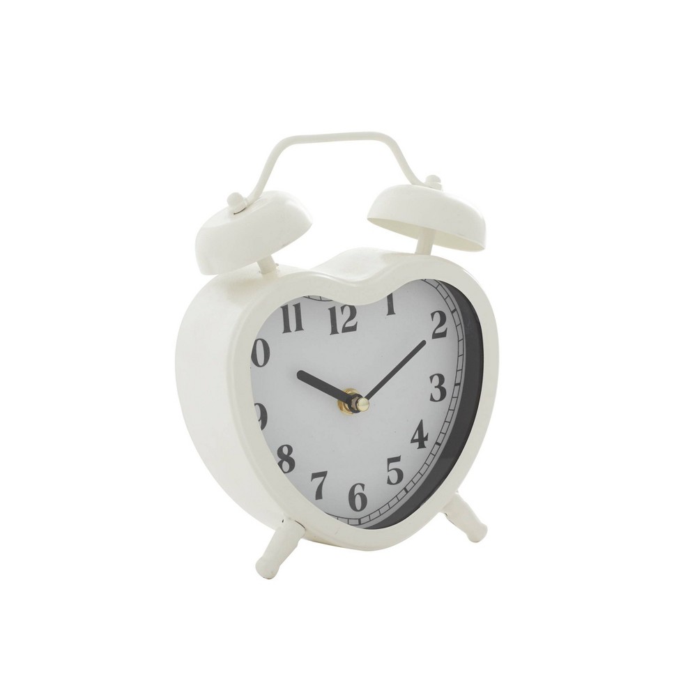 Photos - Wall Clock 8"x7" Metal Heart Clock with Bell Style Top White - Olivia & May