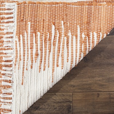 Coastal Charm Orange Cotton Flat Woven 4'x6' Area Rug