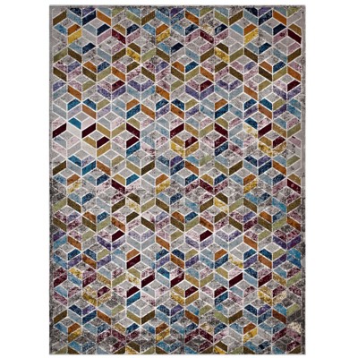 Modway Laleh Geometric Mosaic 4x6 Area Rug - Multi Color,  100% Polypropylene ,  Tight Low Pile Weave