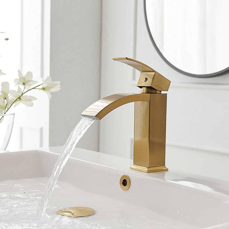 BWE Waterfall Single Hole Single Handle Bathroom Faucet in Brushed Gold, 2 of 7