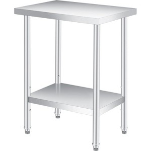Stainless Steel Table, Heavy Duty Worktable with Adjustable Undershelf, 2 Tier Metal Prep Table - 1 of 4