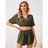 Women's 2 Piece Outfits Summer V Neck Short Sleeve Crop Top and High Waist Shorts - 3 of 4