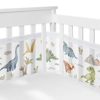 Sweet Jojo Designs Boy BreathableBaby Breathable Mesh Crib Liner Watercolor Dinosaur Dino Multicolor
