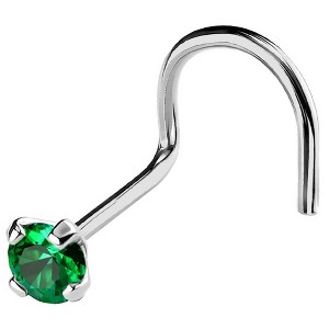 Jewelry Avalanche 22G 14K Gold Nose Screw Nose Stud with Emerald Gemstone - 1 of 2