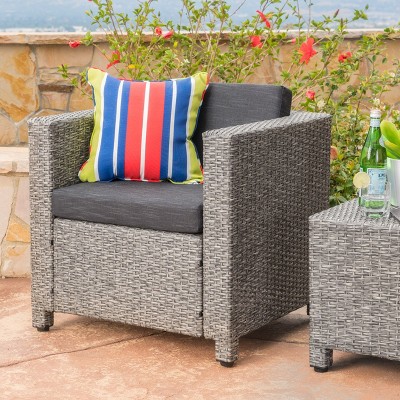 Okak Rattan Patio Club Chairs Upholstered Accent Chairs with Water Resistant Cushion,Outdoor Conversation Chairs for Backyard&Poolside