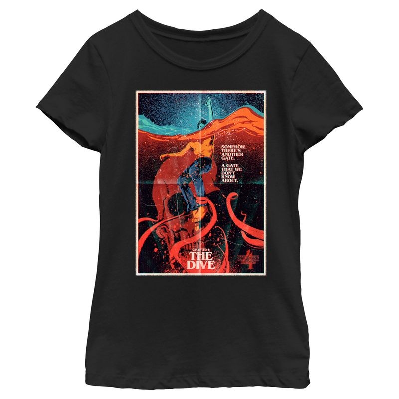 Girl's Stranger Things Retro The Dive Poster T-Shirt, 1 of 5