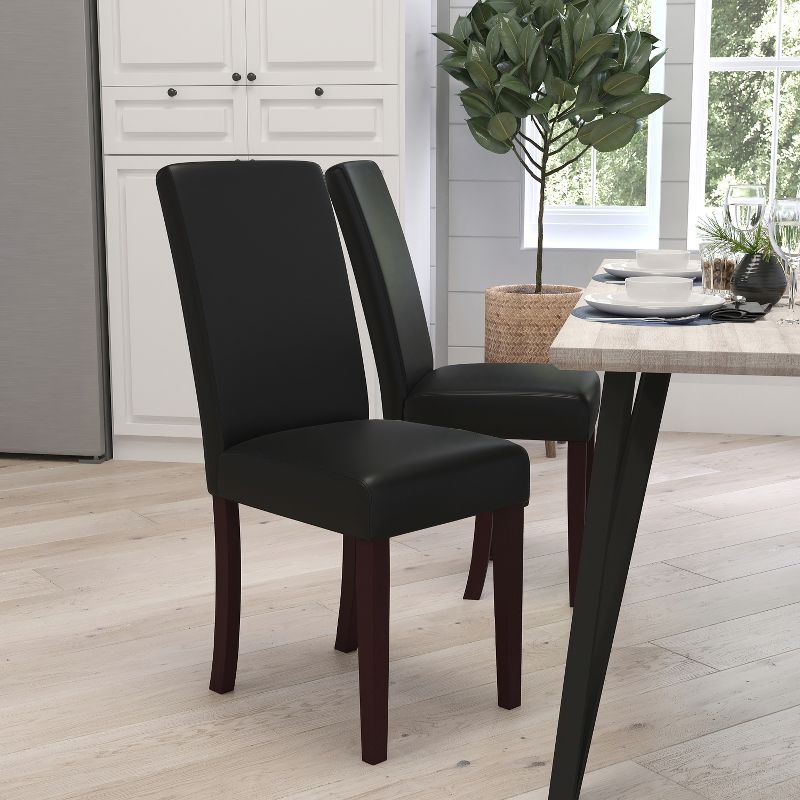 Merrick Lane Faux Leather Panel Back Parson's Chair for Kitchen, Dining Room and More, 3 of 13