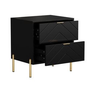 CLIHOME Freestanding 2 Drawers Nightstand with Metal Support Legs - 1 of 4