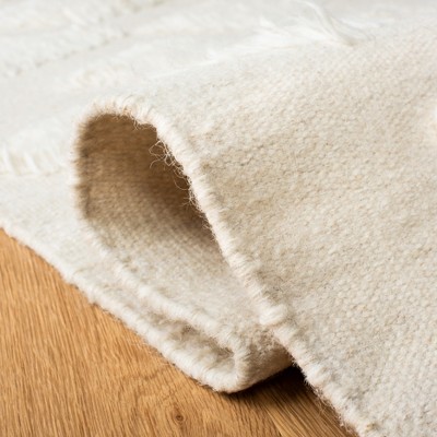 Ivory Hand-Tufted Wool Shag Square Area Rug