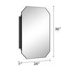 PexFix 36"x24" Octagon Metal Recessed/Surface Mount Medicine Cabinet with Mirror,Black - 4 of 4