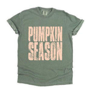 Pumpkin Season Stacked Distressed - Women's Garment Dyed Graphic T-Shirt - 1 of 4