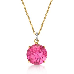 Ross-Simons 7.75 Carat Pink Quartz Pendant Necklace With Diamonds in 14kt Yellow Gold - 1 of 4
