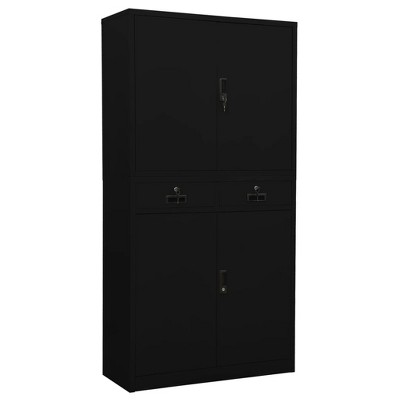 vidaXL Office Cabinet White Steel Height-Adjustable Shelves