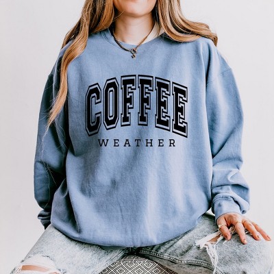 Simply Sage Market Women's Lightweight Garment Dyed Graphic Sweatshirt Coffee Weather