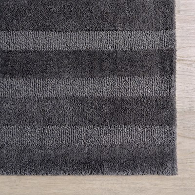 Gray Handmade Wool Tufted Striped Rectangular Area Rug