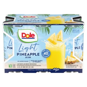 Dole Lite Pineapple Juice - 6pk/6 fl oz Cans - 1 of 4