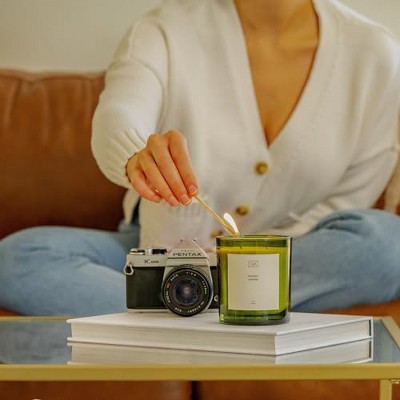 Craft & Kin Green Soy Candle with Bamboo Jasmine Scent
