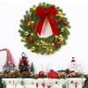 24" Pre-Lit Christmas Wreath with 20 LED Lights & Red Bow - Battery Operated Door Decor, 8 Lighting Modes, Easy Storage Garland for Fireplace - 3 of 4
