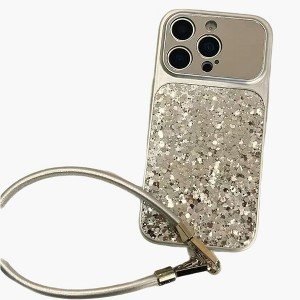 Alilang Glitter Phone Case with Wrist Strap Protective Cover Sparkle Back  Panel Secure Grip Design - iPhone 15 Pro : Target