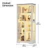 Vlsrka Glass Door Display Cabinet with Adjustable Shelves, LED Lights & Motion Sensor Bookcase for Toys and Books, White - 3 of 4