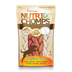 Nutri Chomps Assorted Flavor with Chicken, Peanut Butter and Milk Braids Dog Treats - 4ct/5.64oz - 1 of 3