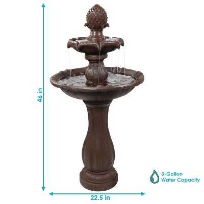 Rust Finish Solar Powered 2-Tier Pineapple Outdoor Fountain