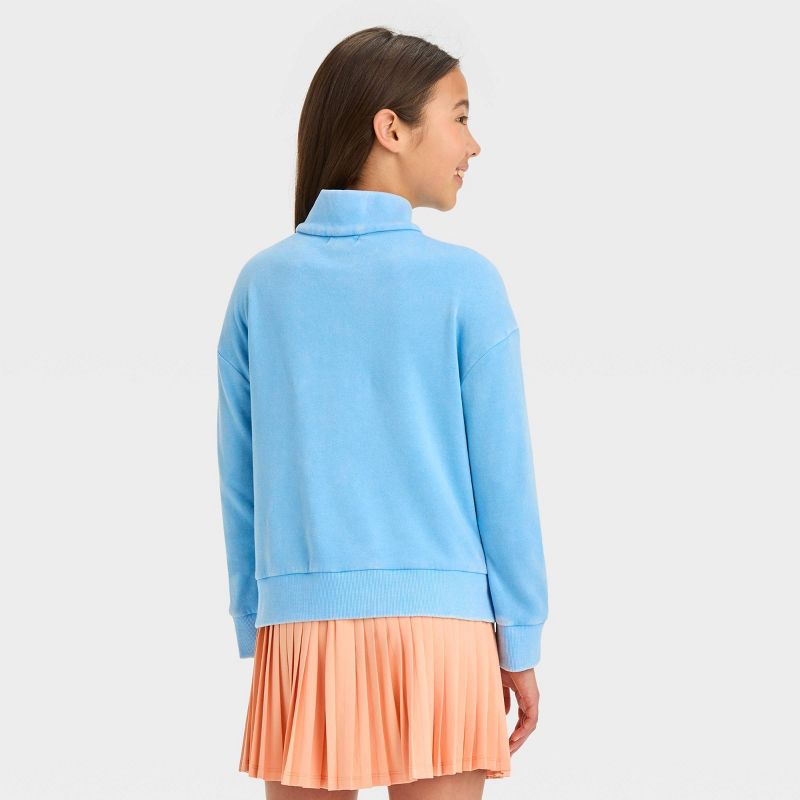 Girls' Washed Fleece Quarter Zip Pullover Sweatshirt - art class™, 3 of 5