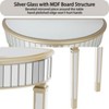Artloge 35.4x31.6 in Silver Mirrored Console Table Half-moon Sofa Accent Table Living Room Furniture - 4 of 4