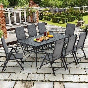 EROMMY Outdoor Patio Dining Sets, Metal Frame Reinforcement for Backyard, Porch, Lawn, Party and Garden - 9-pc grey - 1 of 4