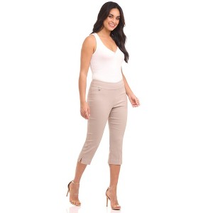 Rekucci Women's Pull-On Mid-Rise Straight-Leg Capri Pants with Tummy Control and Hidden Pocket - 1 of 4