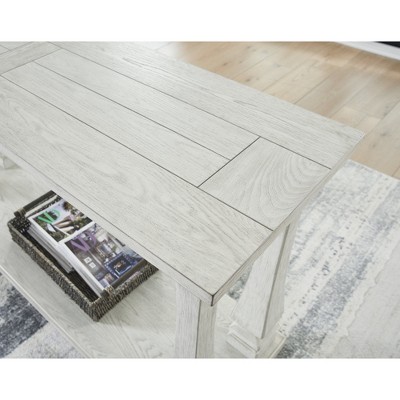 White Rectangular Traditional Wood Sofa Table with Storage