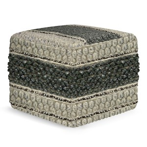 NicBex Chic Square Striped Pouf Ottoman Multicolored Footstool for Living Room, Bedroom,Green/Natural - 1 of 4