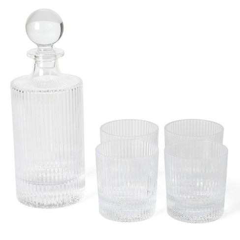 Set Decanter Whisky Martha Stewart Bayville | 1 Decanter + 4 Bicchieri Old Fashioned - Vetro Inciso, 283.5 G