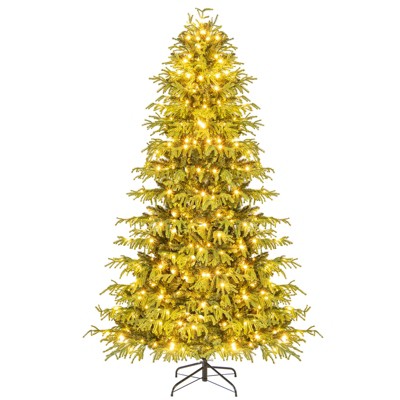 Tangkula Pre-Lit Artificial Christmas Tree Hinged Full Xmas Tree w/ PVC & Soft TPE Branch Tips