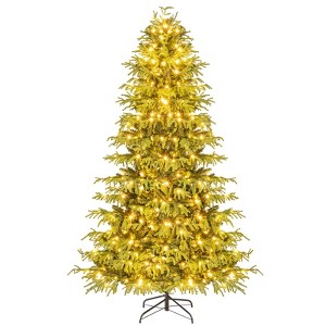 Tangkula Pre-Lit Artificial Christmas Tree Hinged Full Xmas Tree w/ PVC & Soft TPE Branch Tips - 1 of 4