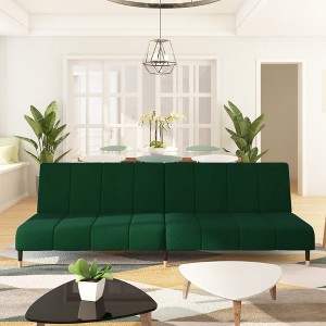 vidaXL 2-Seater Sofa Bed Dark Green Velvet - 1 of 4