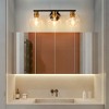 POWLIG 21.65-in 3-Light Black and Gold Modern Dimmable Bathroom Transitional Vanity Light with Transparent Glass Shade - 3 of 4