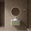 FAMYYT 30 in. Single Sink Floating Curved Edge Natural Bath Vanity with White Marble Top (Assembled), Green - 3 of 4