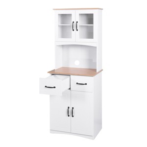 GlasFlength Kitchen Storage Farmhouse Kitchen Pantry Cabinet Freestanding Cupboard Accent Storage Cabinet for Kitchen, White, 23.62"*15.75"*66.9" - 1 of 4
