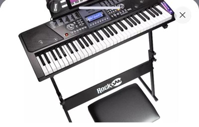 Rockjam 61 Key Light Up Keyboard Piano Kit With Keyboard Stand, Sheet Music  Stand & Lessons Rj640l-xs : Target