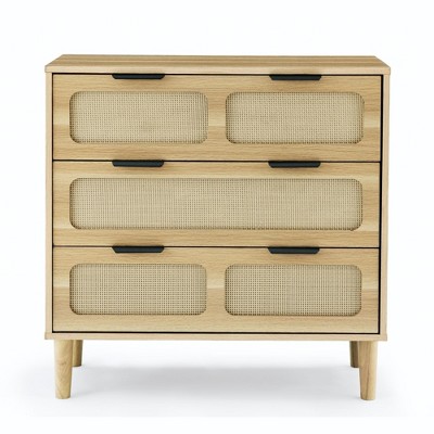 TIRAMISUBEST Natural Wood 3-Drawer Dresser Buffet Cabinet with Storage for Bedroom or Living Room Organization