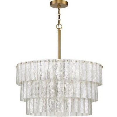 Polished Nickel and Glass Drum Pendant Light