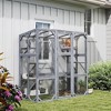 PawHut Catio Outdoor Cat Enclosure, Large Wooden Cat House with 6 Jumping Platforms, Weatherproof Roof, for 1-3 Cats, 59" x 28" x 60", Gray - 3 of 4
