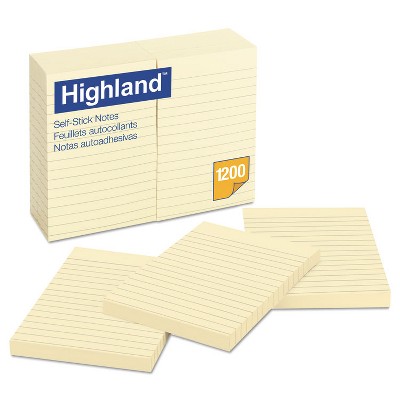 Highland Self-Stick Notes 4 x 6 Yellow 100-Sheet 6609YW